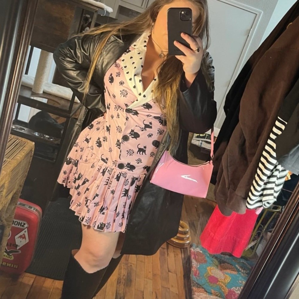 Cider Curve & Plus Cat Print Mini Dress